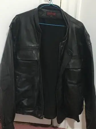 Mens black xl cowhide biker leather jacket