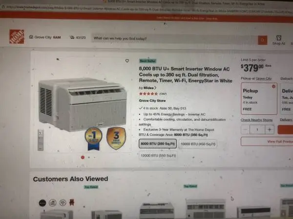 New Window Air Conditioner 8,000 Btu Comes with a Bracket U Shape Easy Installat