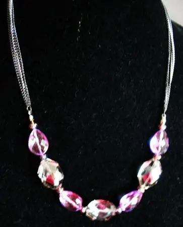 Sparkling Large Lavender and Smoke Crystal Necklace $10