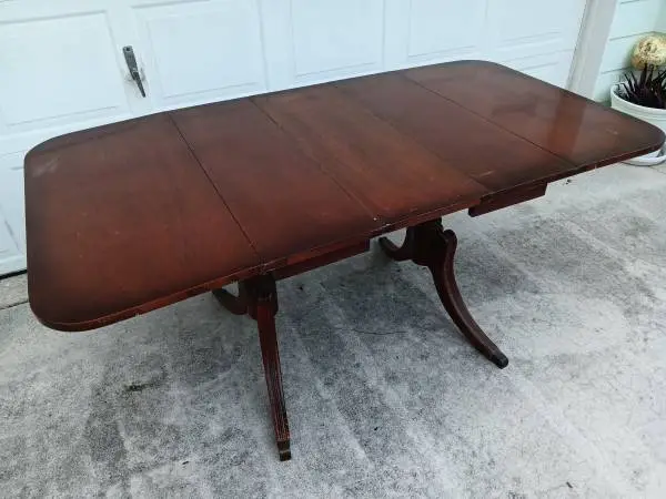 Vintage DUNCAN PHYFE Solid Mahogany Drop Leaf Dining Table w/ 1-Leaf