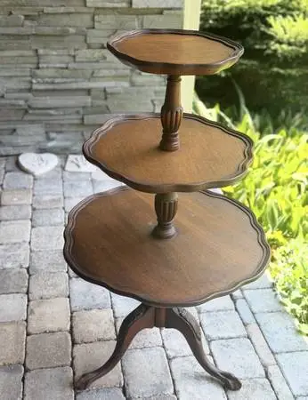 Vintage Mersman Mahogany 3-Tier “Pie Crust” Table