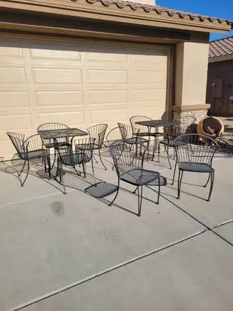 Vintage Metal Cafe Bistro set Carolina Forge patio table chair