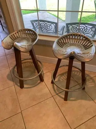 BAR STOOLS PAIR TRACTOR SEATS VERY HEAVY