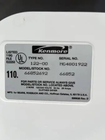 Kenmore Dryer