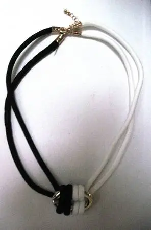 NEW Black and White Cording Gold Tone 18 Necklace