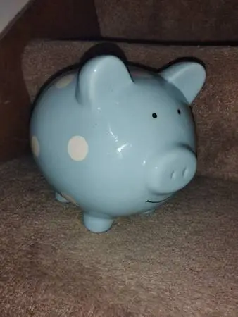 Pearhead brand ceramic polka dot piggy bank!