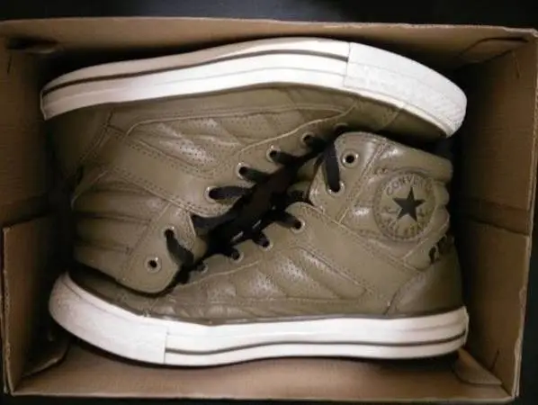 Converse Chunk Taylor All Star High Top Green Olive Leather Shoes