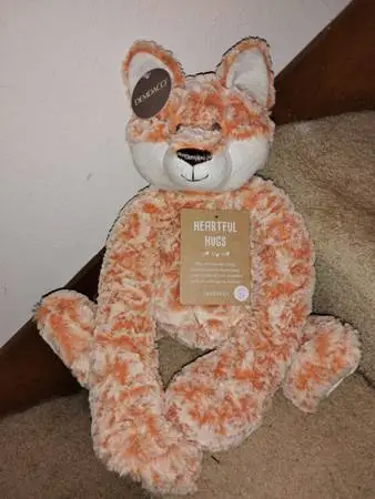 DEMDACO Heartful Hugs Fox weighted plush toy. Brand New!