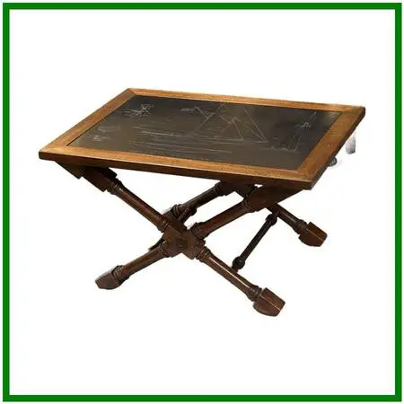 Campaign Style Schooner Engraved Table