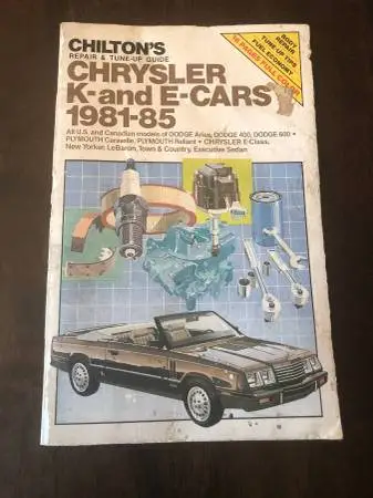 1981-85 Chrysler K and E Cars Repair Manual