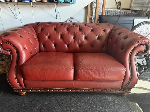 Leather chesterfield couch