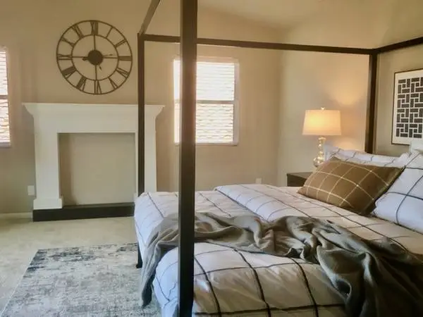 Free-Standing White Fireplace Mantle & Surround, Dark Wood Hearth