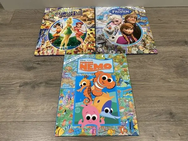 DISNEY TINKERBELL, FROZEN & NEMO LOOK & FIND LARGE BOOKS  3 Hardcover