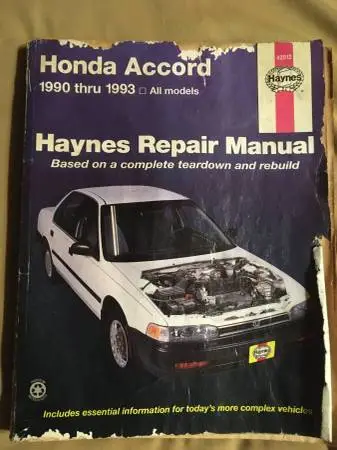 1990 thru 1993 Honda Accord Repair Manual