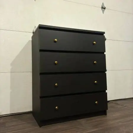 HUGE Modern Dresser – Black w/ Gold Hardware