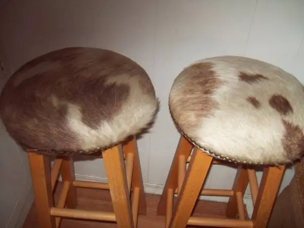 2 Real Cow Hide Bar Stools-Sturdy-Excellent Condition-Nail Head Trim2=