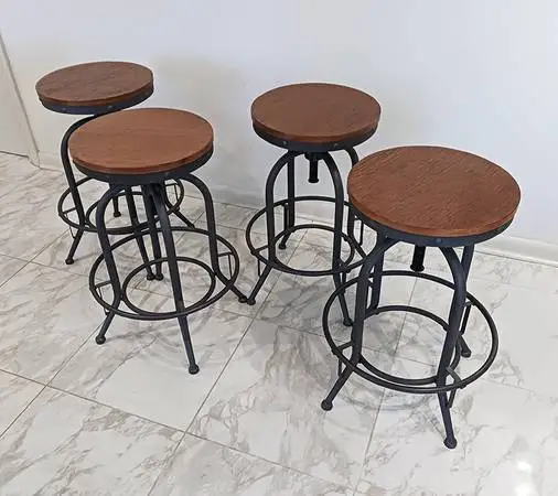 Industrial Adjustable Height Swivel Bar Stools (Set of 4)