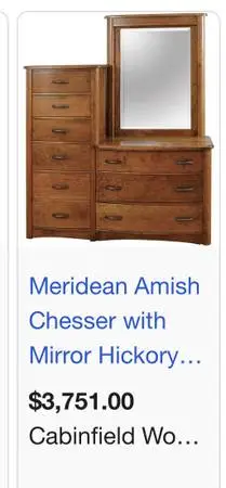 Real Cedar Cherry Oak Wood Dresser W/ Mirror