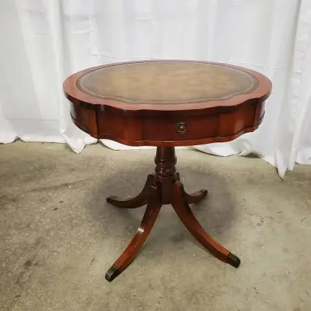 Mid-Century Leather Top Phyfe Style Table