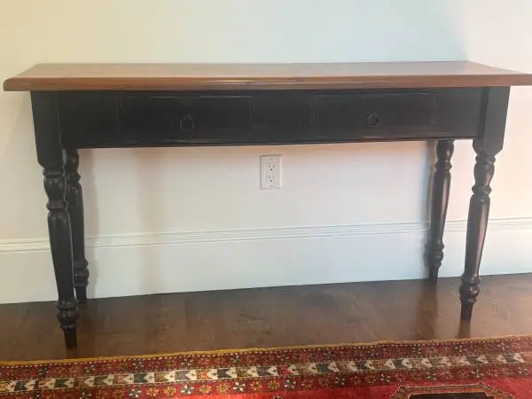 PRICE REDUCED -WOOD CONSOLE TABLE - COLONIAL STYLE- 2 DRAWERRS
