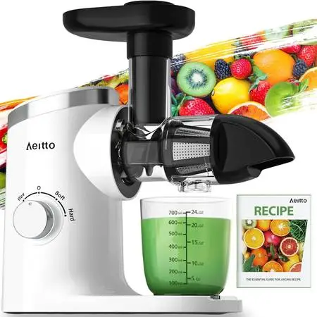 Aeitto Cold Press Slow Masticating Juicer, Triple Modes, Reverse - WHT
