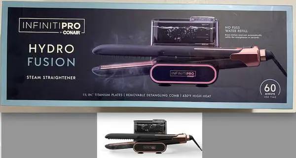 New! Conair - InfinitiPRO Hydrofusion Steam Station Ceramic Flat Iron