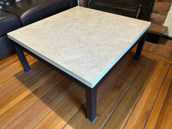 Crate & Barrel Parsons Coffee Table Travertine Top