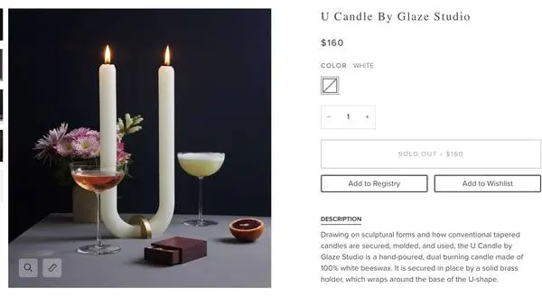 U Candle by Glaze Studio MSRP $160