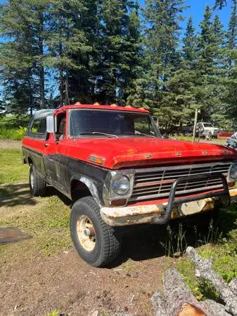 (2) Ford F100 4x4 trucks and car trailer 1969 and 1972