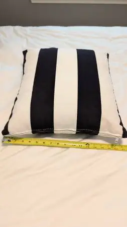 LIKE NEW 18 x 18 Black/ White Striped Pillow, VERY Thick and Sturdy