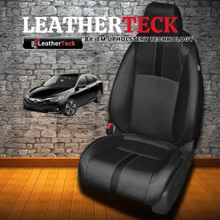 2016-2021 Honda Civic Sedan Katzkin Black Wrap Leather Seat Upholstery