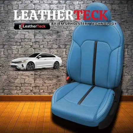 2021-2026 KIA K5 LX-S Blue Wrap Black Wings Katzkin Leather Seat
