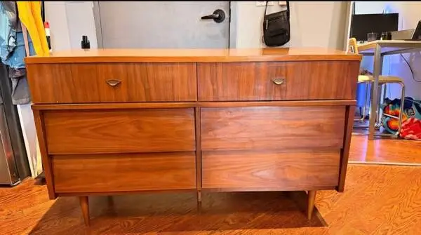Vintage walnut low dresser by Harmony House.