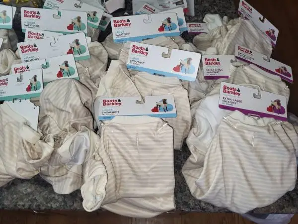 Lot of 29 boots & barklet striped lightweight dog sweatshirt xs to xl NWTs