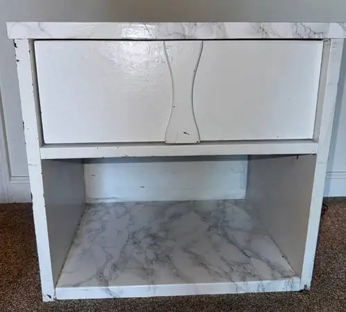 FREE!!!!! White Faux Marble-Top Nightstand