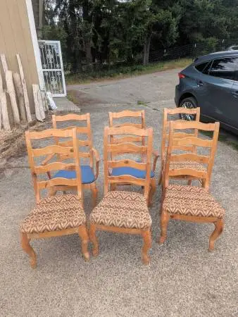 Set of 6 French Country Ladder-Back Dining Chairs (2 Arm + 4 Side)
