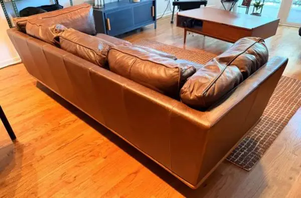 Article Timber 90 leather sofa in Charme Chocolat.