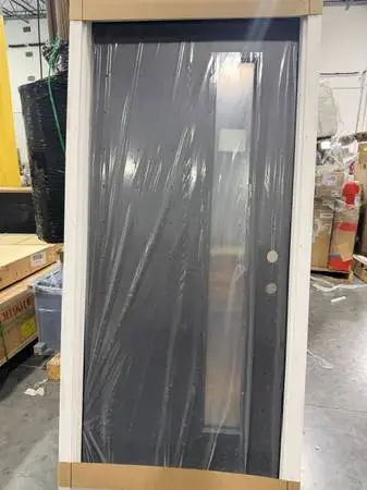 MMI Door 1-Lite Black Steel Prehung Front Entry Door Left Hand 80x36