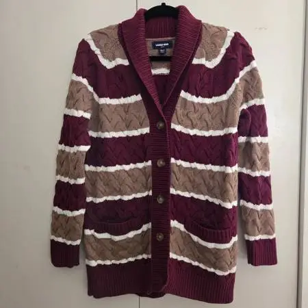 Lands End Drifter Cable Knit Cardigan Sweater