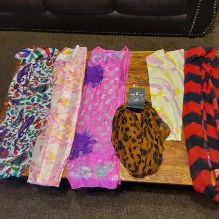 Six Scarf Scarves, Some Real Silk - $10 for ALL Together