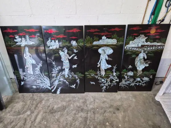 4 BEAUTIFUL ASIAN ART PANELS    FIRM