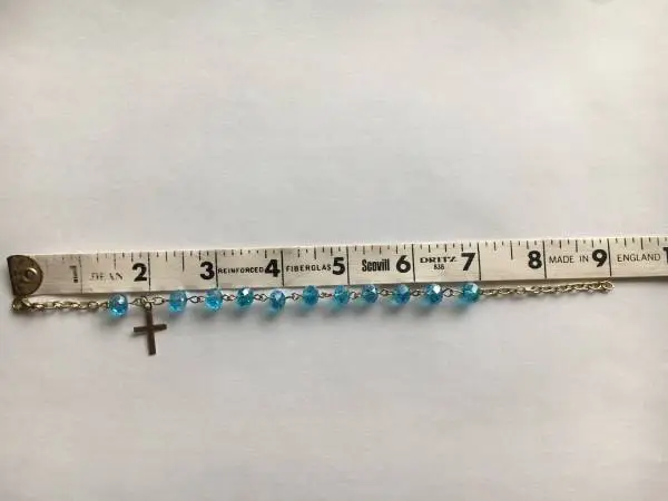 Aqua Blue Crystal Rosary Bracelet