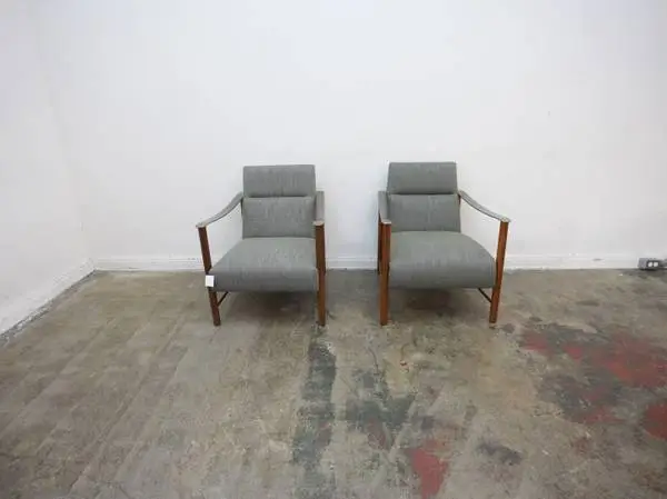 Caracole Slant Accent Chair in Eucalyptus Linen with Champagne Gold Ar