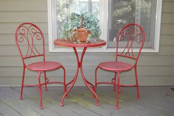 3 Piece Red Bistro Outdoor Patio Furniture Set