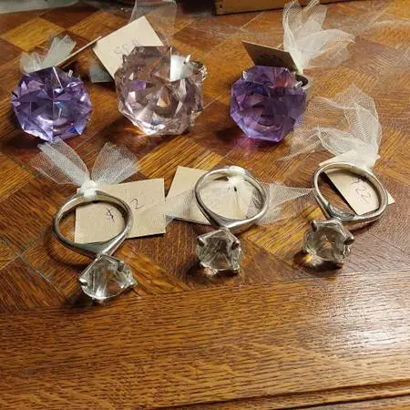 Lot of 6 Large Crystal Rings