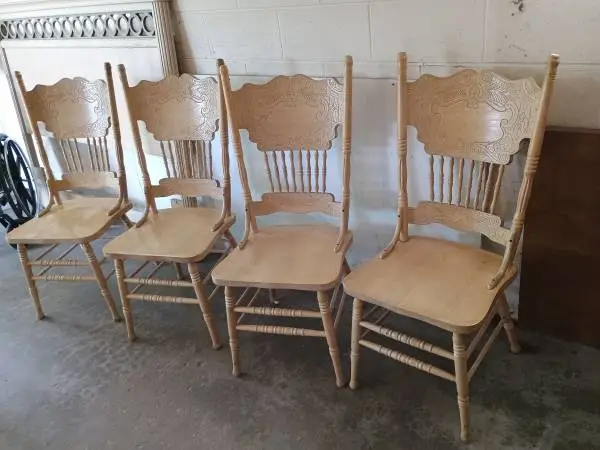 Vintage Handcrafted Amish Pressback Solid Oak Wood Dining Chair - Nice