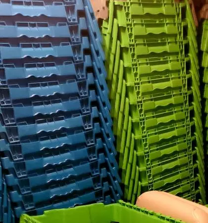 50 HEAVY DUTY SHIPPING TOTES/ STORAGE BINS WITH ATTACHED SEALED LIDS