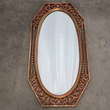 Vintage Neoclassical Gilt Elongated Octagonal/Oval Mirror