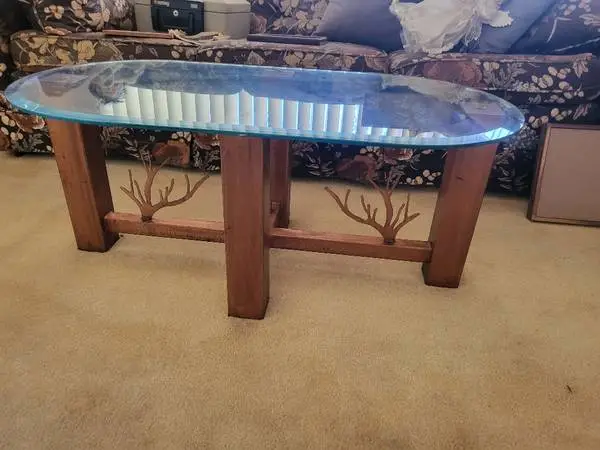 KOKOPELLI GLASS  COPPER TABLE