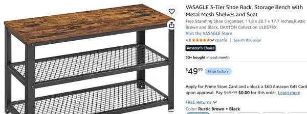 3-Tier Shoe Rack Storage Bench